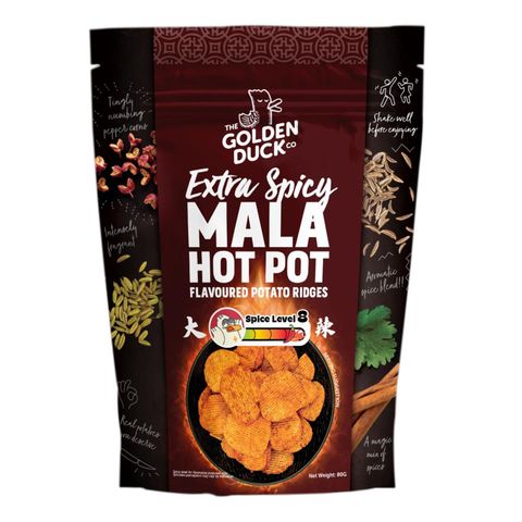 The Golden Duck Co. Extra Spicy Mala Hot Pot Flavoured Potato Ridges 80g