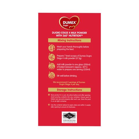 Dumex Dugro Stage 4 Growing Up Baby Milk Formula 1.6kg