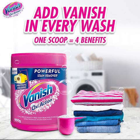 Vanish Stain Remover Pink Oxi Action Detergent Powder 900g