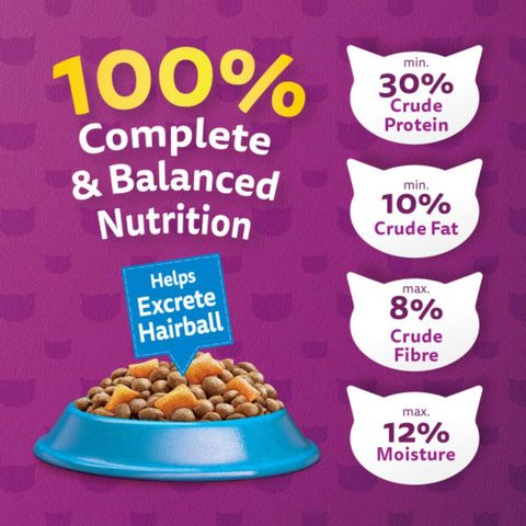 Whiskas Hairball Control Chicken Tuna Flavour 1.1kg