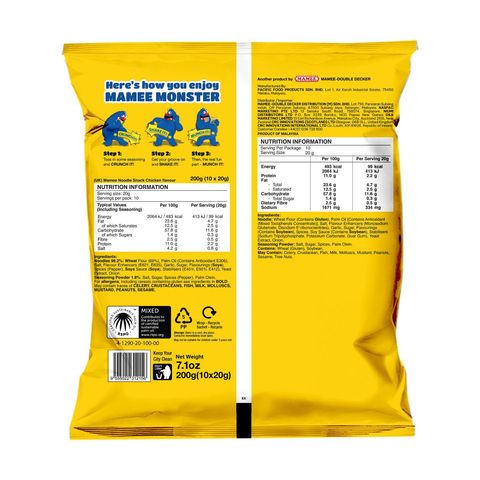Mamee Monster Noodle Snack Chicken 10 x 20g