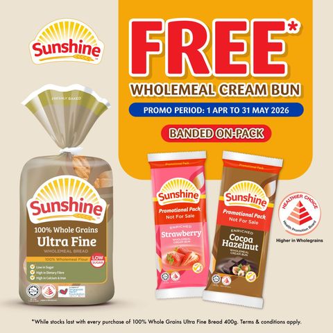 Sunshine 100% Whole Grains Ultra Fine Wholemeal Bread 400g