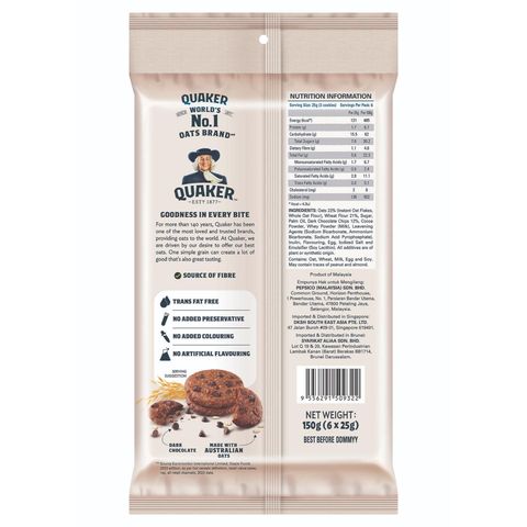 Quaker Oatmeal Cookies - Chocolate Chips, 6s x 27g