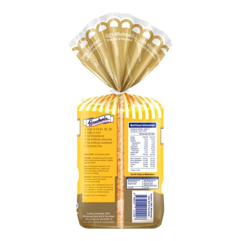 Gardenia 100% Wholemeal Extra Soft & Fine Bread 400g