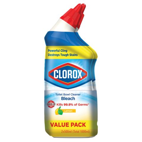 Clorox Toilet Bowl Cleaner Bleach Lemon Twin Pack 2 x 500ml