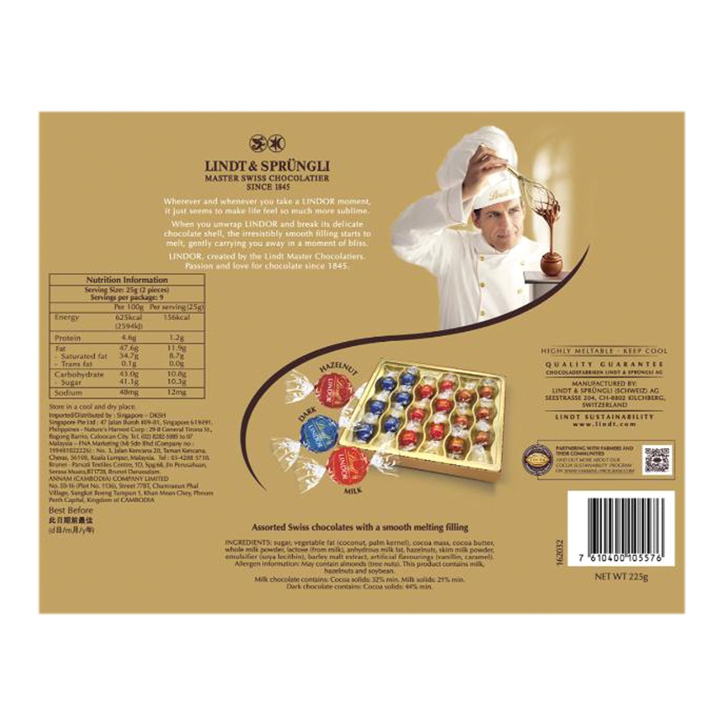 Lindt Lindor Cornet Assorted Gift Box (18 Pieces) 225g delivery