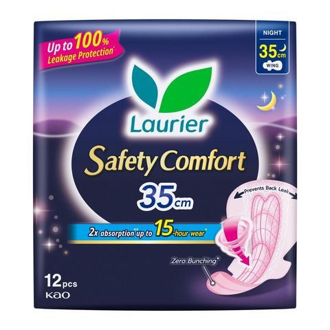 Laurier Safety Comfort Night Wing Sanitary Pads 35cm 12s