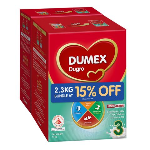 Dumex Dugro Stage 3 Growing up Milk Formula (1-3 Years) Value Pack 2.3kg