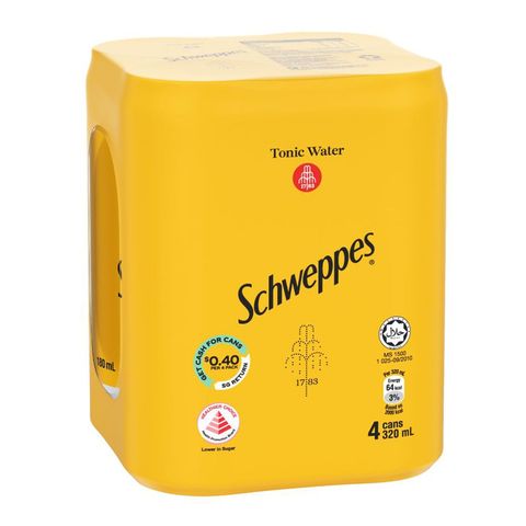 Schweppes Tonic Water 4 x 320ml (Recyclable)