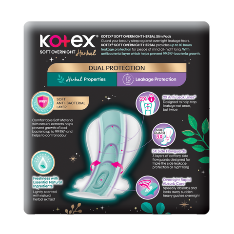 Kotex Super Overnight Herbal Slim Overnight Wing Sanitary Pads 35cm 12s
