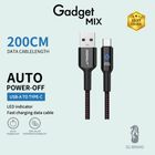 Diginut BA-2011C Intelligent Auto Power Off USB-A to Type-C Cable 200cm 3A Black 1 Unit