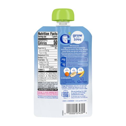 Gerber 2nd Foods Carrot Apple Mango Pouch Puree (From 12 Months) 99g