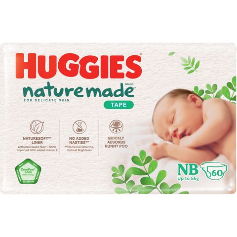 Huggies Platinum Naturemade Diapers NB 60s