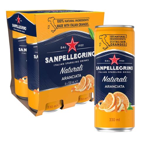 San Pellegrino Aranciata Sparkling Beverage 4 x 330ml (Recyclable)
