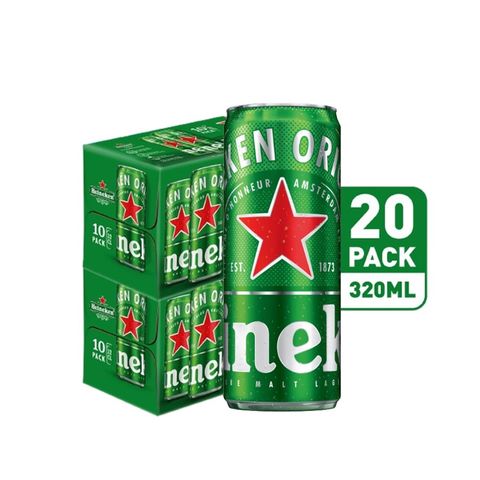 Heineken Lager Beer Can 20 x 320ml (Recyclable)