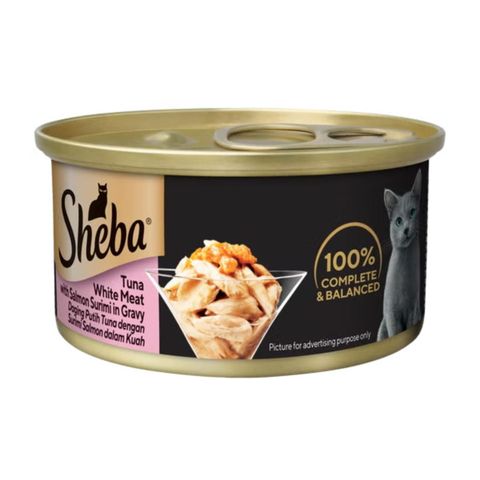 Sheba Tuna White Meat with Salmon Surimi in Gravy Canned Cat Wet Food 85g