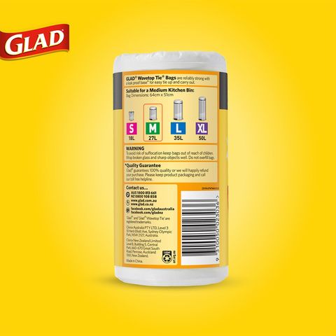 Glad Wavetop Kitchen Tidy Trash Bags Medium 40 Pieces