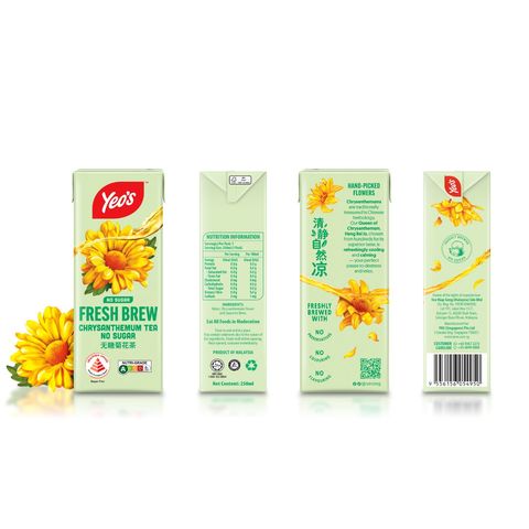 Yeo's Chrysanthemum Tea (No Sugar) Packets Beverages 6 x 250ml