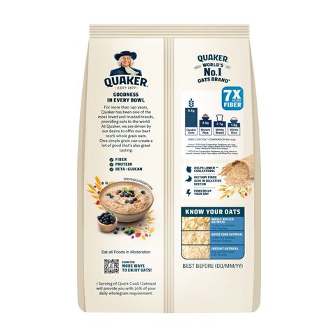 Quaker Oats Quickcook 2-minute Oatmeal 800g + 100g (Refill Pack)