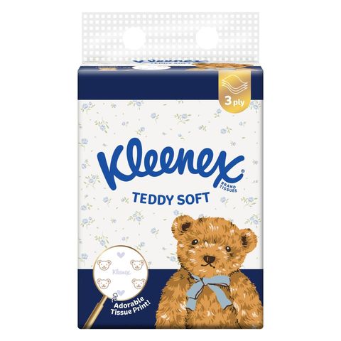 Kleenex 3 Ply Teddy Soft Facial Tissues Soft Box 4 x 100 Pieces