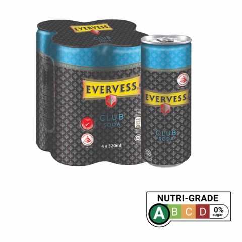 Evervess Club Soda Cans 4 x 320ml