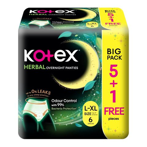 Kotex Herbal Overnight Panties L-XL 5+1 Pieces