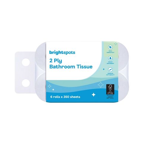 brightspots 2 Ply Toilet Rolls 6 x 350 Sheets