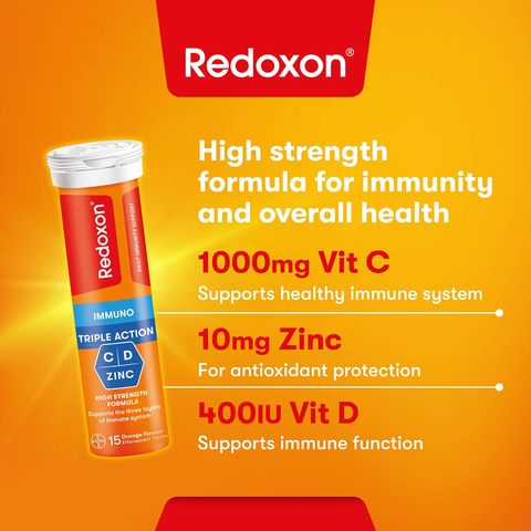 Redoxon Triple Action Immune Protector Orange Effervescent Tablets 45s
