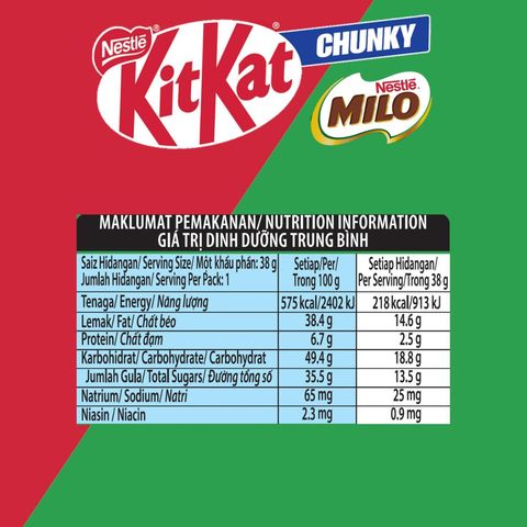 Kitkat Milo Chunky Chocolate Bar 38g