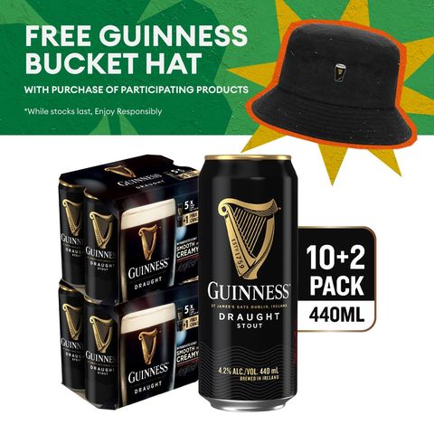 [GWP Bundle] Guinness Draught Beer 12s Free Guinness Bucket Hat 1 Piece