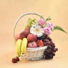 Ferns N Petals Mixed Flowers & Assorted Fruits Round Basket 1 Set
