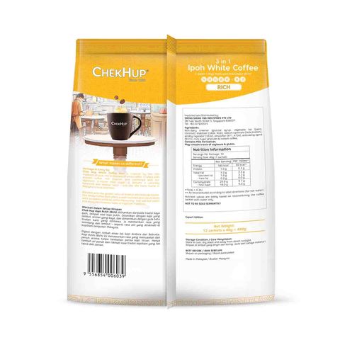 Chek Hup 3-in-1 Ipoh White Coffee (Rich) 12 Sachets x 40g