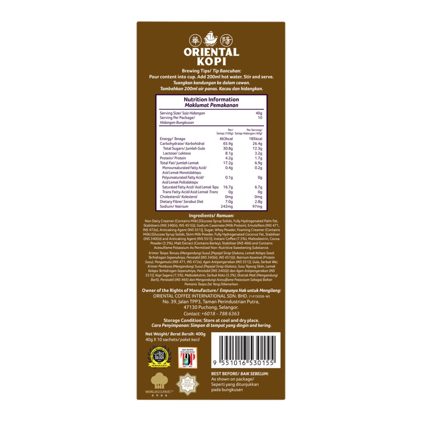 Order Oriental Kopi Mocha 10 x 40g from pandamart (Distribution