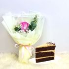 Flower Pink Rose with A Slice of Cake (1 Stalk) 1 Bouquet - FC2402FP