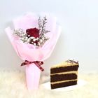 Flower Red Rose with A Slice of Cake (1 Stalk) 1 Bouquet - FC2403FP