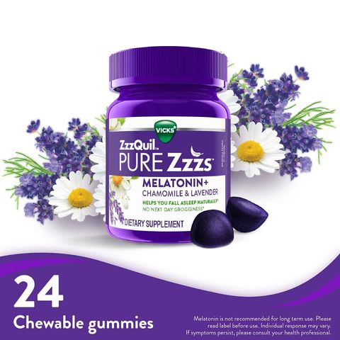 Vicks Zzzquil Pure Zzzs Melatonin Sleep Aid Gummies 24 Pieces