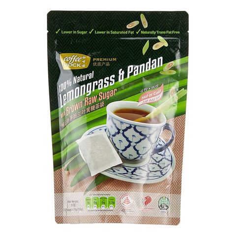Coffee Hock 2-in-1 100% Natural Lemongrass & Pandan Teabag with Brown Raw Sugar 10 x 10g
