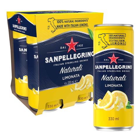 San Pellegrino Limonata Sparkling Beverage 4 X 330ml (Recyclable)