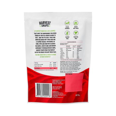 Calbee Harvest Snaps Baked Pea Crisps (Chilli) 93g