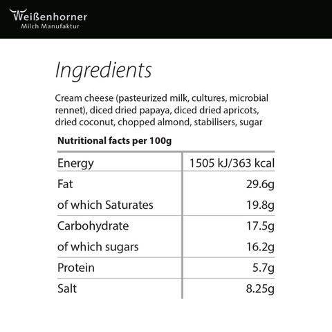 Weissenhorner Papaya Apricot Almond Cream Cheese 125g