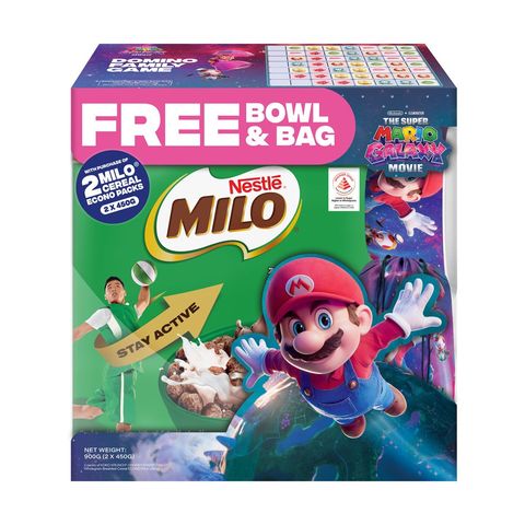 Nestle Milo Breakfast Cereal Mario Promo Pack (2 x 450g + Free Mario Pack) 1 Set