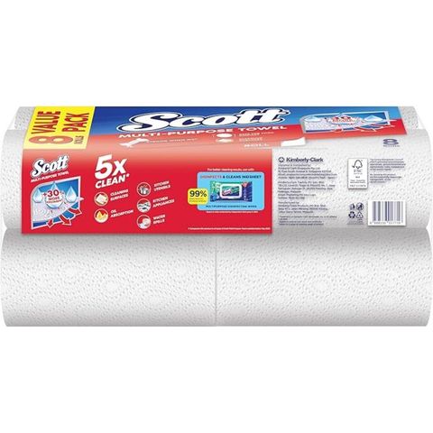 Scott Multipurpose Kitchen Towel Value Pack 8 Rolls x 55s