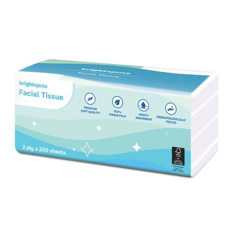brightspots 2 Ply Facial Tissue Soft Pack 4 x 200 Sheets