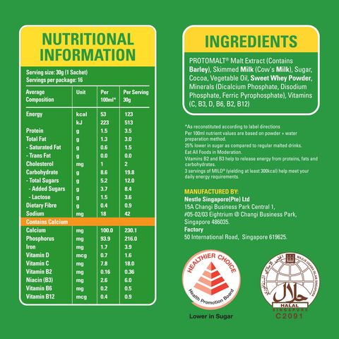 Milo Original Sachets 16pcs x 30g