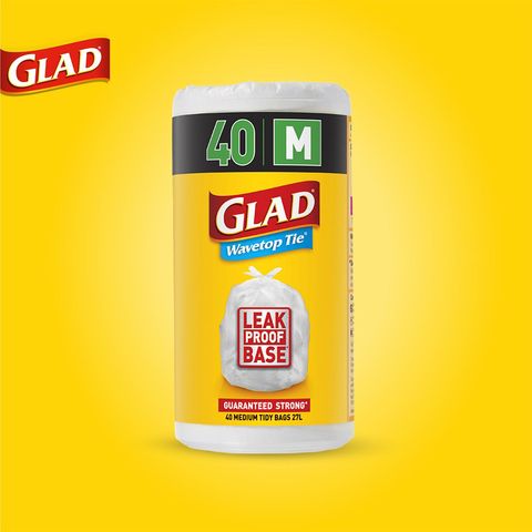 Glad Wavetop Kitchen Tidy Trash Bags Medium 40 Pieces