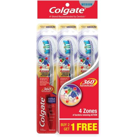 Colgate Toothbrush - 360 Advanced Medium 3s