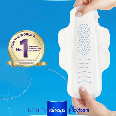 Always Infinity Flexfoam Size 2 Heavy Flow Sanitary Pads 27cm 16 Pieces