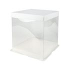 Redman Pvc Display Cake Box Transparent White Cover (30 x 30 x H25cm) 1 Set