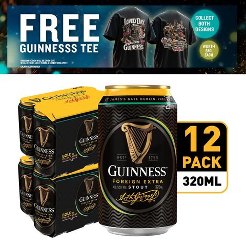 [GWP Bundle] Guinness Foreign Extra Stout 12s (Recyclable) Free Guinness AJG T-Shirt