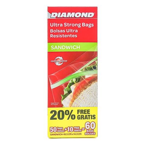 Diamond Sandwich Zipper Bags (14.9cm x 16.5cm) 60 Pieces